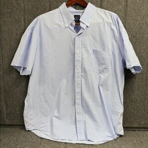 Tailorbyrd Blue and White Checkered Button Down Shirt